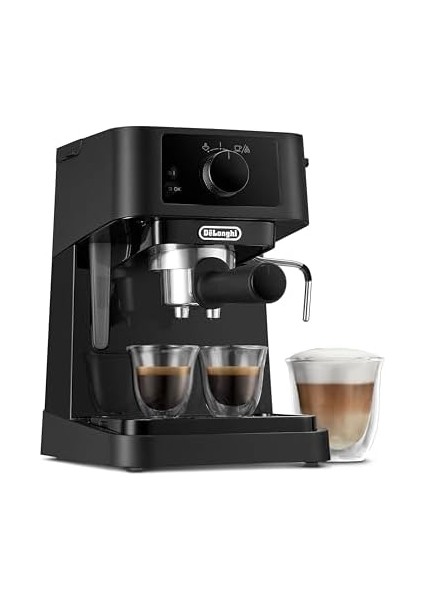 Stilosa Ec 230.Bk - Geleneksel Espresso Süzgeç Makinesi, Manuel Süt Köpürtücülü Espresso Makinesi, Espresso Tozu, 1 L Su Tankı, Siyah