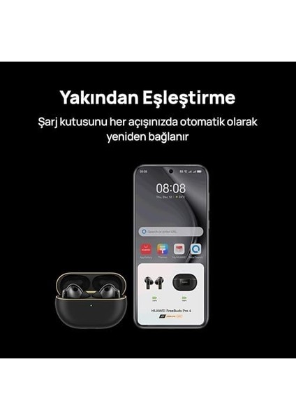 Freebuds Pro 4，çift Sürücülü Gerçek Ses，net ve Stabil Görüşmeler，akıllı ve Dinamik Aktif Gürültü Engelleme，kafa Hareketleri ile Kontrol，ios ve Android ile Uyumlu，kayıpsız Ses Kalitesi, Beyaz