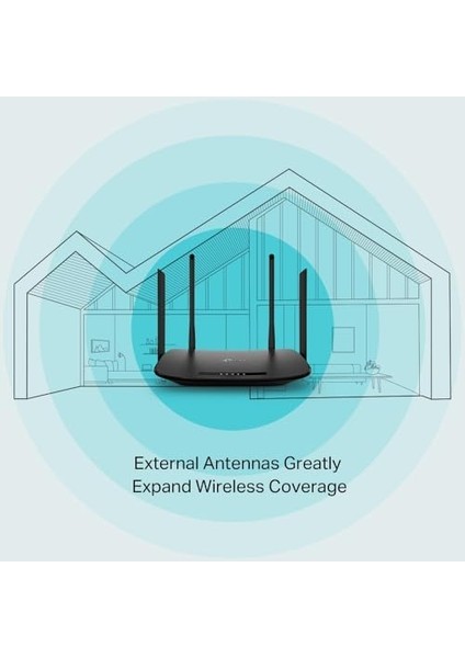 Archer VR300, AC1200 Mbps, 4 Ethernet Portu ve 4 Harici Anten, Tether Uygulaması ile Kolay Kurulum, Dual-Band Fiber Destekli Wi-Fi 5 Vdsl/adsl Modem Router