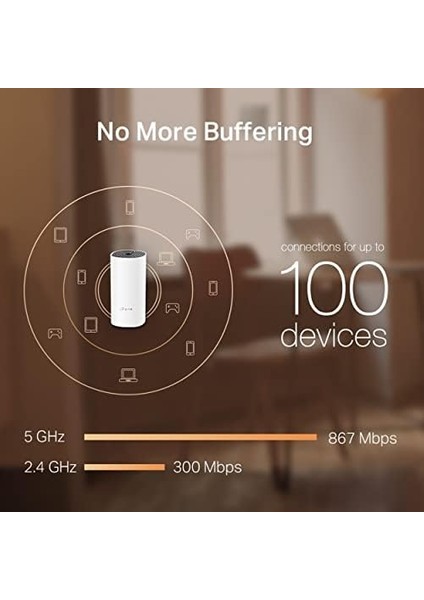 Deco M4(3-Pack), AC1200 Mbps, Dual-Band, Gigabit Portları, 100 Cihaza Kadar Bağlanılabilirlik, 370 M²'ye Kadar Kapsama, Mobil Uygulama ile Kolay Kurulum, Wi-Fi 5 Mesh Sistemi