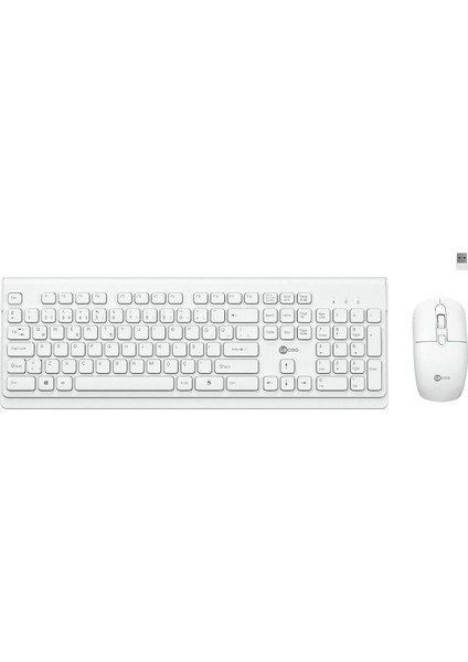 KW203 Kablosuz Türkçe Q Klavye & Mouse Set - Qwerty Türkçe Dizilim Klavye, 1600DPI Optik Fare, Win/mac Uyumlu, Sıvı Dökülmesine Dayanıklı, Tam Boyutlu Türkçe Q Klavye Mouse Seti Beyaz