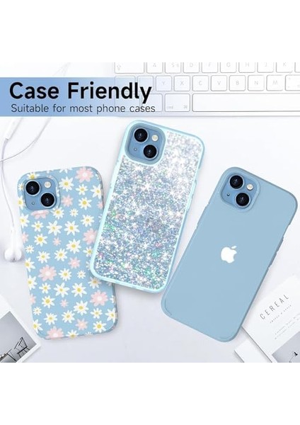 Trend iPhone 15 / iPhone 15 Plus Kamera Camı Lens Koruyucu Halka Set - Light Blue