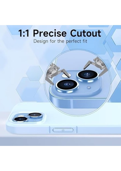 Trend iPhone 15 / iPhone 15 Plus Kamera Camı Lens Koruyucu Halka Set - Light Blue