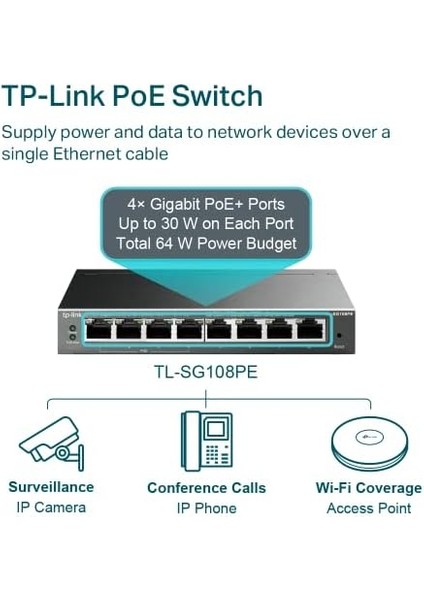 TL-SG108PE, 8 Port Gigabit / 4 Port Poe Smart Switch