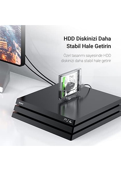 USB 3.0 Micro B Dikey Standlı 2.5 In. Sata SSD Hard Disk Kutusu Şeffaf