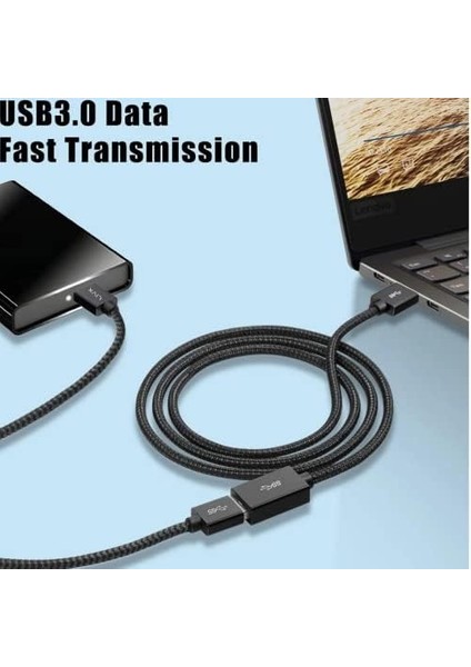 Rope 5gbps Hızlı Veri Aktarımı USB 3.0 Erkek Dişi Uzatma Kablosu Halat Örgülü (3 Metre)