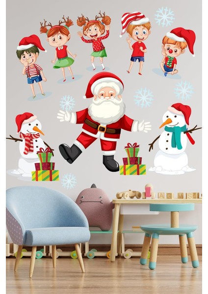 Noel Baba ve Sevimli Çocuklar Çocuk Odası Stickeri