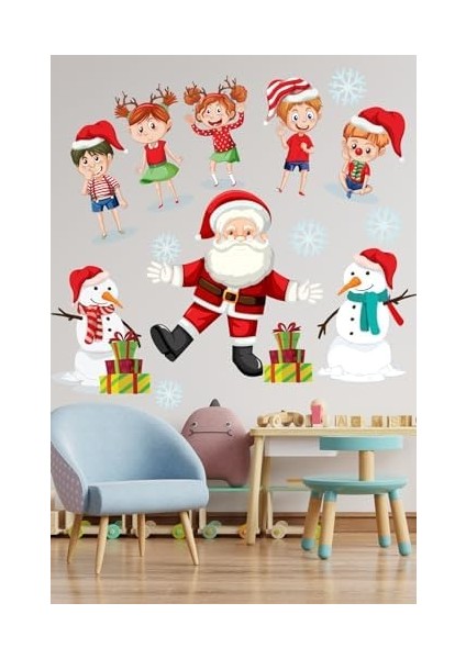 Noel Baba ve Sevimli Çocuklar Çocuk Odası Stickeri