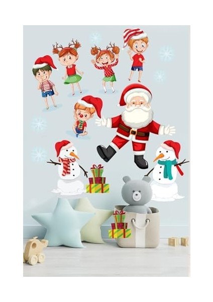 Noel Baba ve Sevimli Çocuklar Çocuk Odası Stickeri