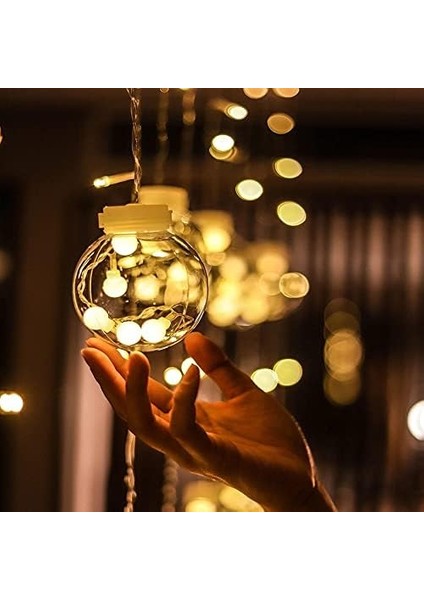 Işıklı Yılbaşı Top LED LED Işık Saçak LED Top Dekoratif Yılbaşı LED 2.5 Metre 138 LED 8 Fonksiyonlu 8 Modlu LED Işık Günışığı Perde LED