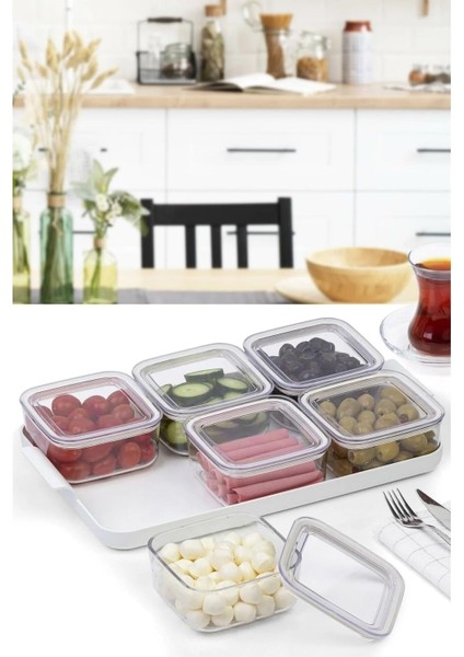 Kahvaltılık Saklama Kabı 0,25 ml Vakum Kapaklı 6'lı Erzak Kuru Gıda Saklama Kabı (NKS154)