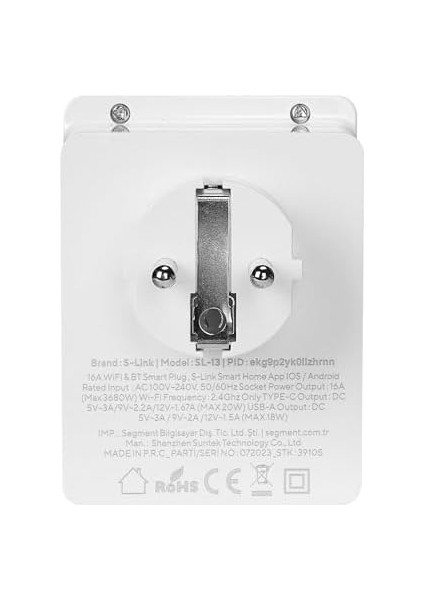 Sl-13 Masterpower 16A Akım Korumalı Akıllı Priz Wıfı&bt Tuya Destekli