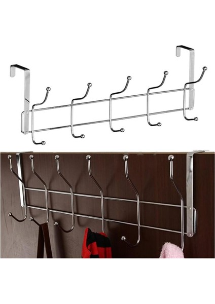 Home 12'li Kapı Arkası Metal Askı,amerikan Kapı Arkası Askılık,banyo,mutfak,yatak Odası Için Kapı Arkasına Takılan Krom Askı (1)