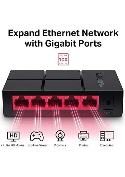 MS105G, 5-Port 10/100/1000 Mbps Masaüstü Switch