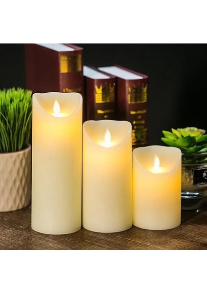 Dekoratif Alevsiz LED Işıklı Pilli Mum Masaüstü Şık ve Güvenli Ister Gece Lambası Ister Dekor Olarak Kullanın Çocuk Yatak Oturma Odası Salon Için 7-9-11 cm (3 Farklı Boy)