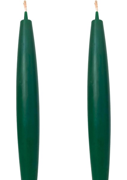 Balmumu Mum (2 Adet) Şamdan Mumu Mermi Formunda Masa Mumu 22 cm Bees Wax (Yeşil)