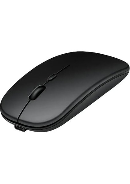 Şarj Edilebilir Kablosuz Bluetooth Fare 2.4g USB Android Windows Tablet Laptop Notebook Pc Için (Siyah)