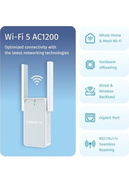 Buddy 5 AC1200 Kablosuz Menzil Genişletici, Wi-Fi Mesh, Repeater, Range Extender, Access Point KN-3311
