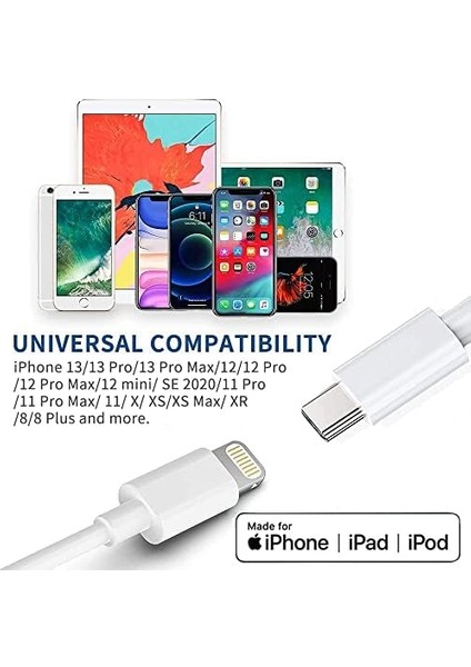 Tech iPhone 15 Pro Max 14 Pro Max 13 12 ve 11 x Xr Xs Ipad Tüm Pro Max Modelleri Ile Uyumlu Usb-C To Lightning 20W Pd Hızlı Şarj ve Data Kablosu Ithalatçı Garantili