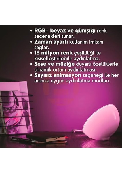 LED Smart Akıllı Küre Lamba Bluetooth Özellikli, Sese ve Müziğe Duyarlı, Şarjlı, Taşınabilir, Rgb 16 Milyon Renk, Beyaz ve Günışığı Renk Seçenekleri, Zaman Ayarlı, Ambiyans Aydınlatma (1 Adet)