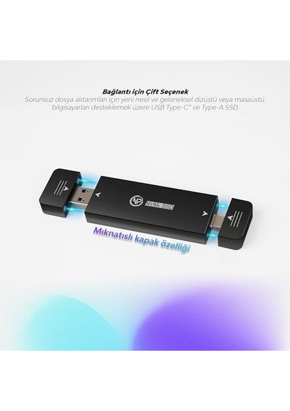 DK01 Nvme M.2 1000/900MB/S Usb-A/type-C Kablosuz Taşınabilir Harici SSD (Gb, 256)