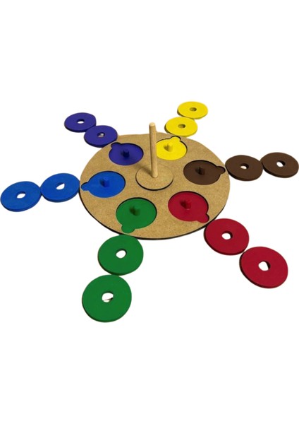 Montessori Doğal Ahşap Renkli Disk Oyun Seti - Eğitici ve Eğlenceli fiyatları