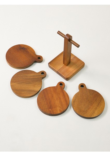 Tenra 4'lü Akasya Bardak Altlığı