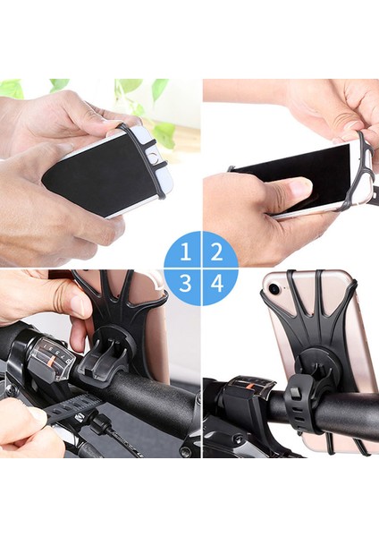 Motorsiklet Bisiklet Atv Elektrikli Scooter İçin Ahtapot Telefon Tutucu 4-6 İnç Telefonlar İçin Uyumlu 360° Dönebilen Silikon Tutacak modelleri