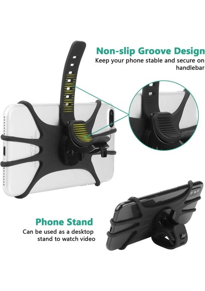 Motorsiklet Bisiklet Atv Elektrikli Scooter İçin Ahtapot Telefon Tutucu 4-6 İnç Telefonlar İçin Uyumlu 360° Dönebilen Silikon Tutacak indirimleri