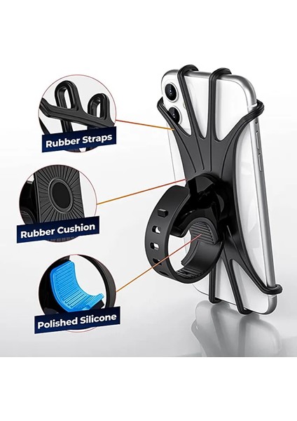 Motorsiklet Bisiklet Atv Elektrikli Scooter İçin Ahtapot Telefon Tutucu 4-6 İnç Telefonlar İçin Uyumlu 360° Dönebilen Silikon Tutacak