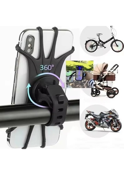 Motorsiklet Bisiklet Atv Elektrikli Scooter İçin Ahtapot Telefon Tutucu 4-6 İnç Telefonlar İçin Uyumlu 360° Dönebilen Silikon Tutacak