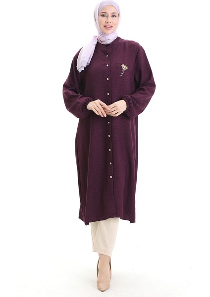 Keten Uzun Boylu Tunik 992005-06 Mürdüm