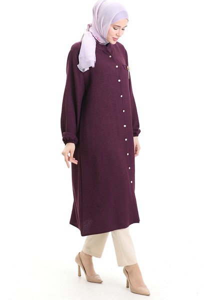 Keten Uzun Boylu Tunik 992005-06 Mürdüm fiyatları