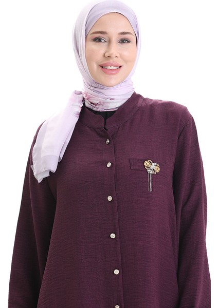Keten Uzun Boylu Tunik 992005-06 Mürdüm modelleri