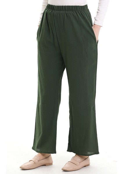 Şile Bezi Bol Paça Pantolon 0021-09 Zümrüt Yeşili fiyatları