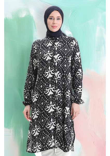 Viskon Düğmeli Tunik 992032D-01 Siyah fırsatları