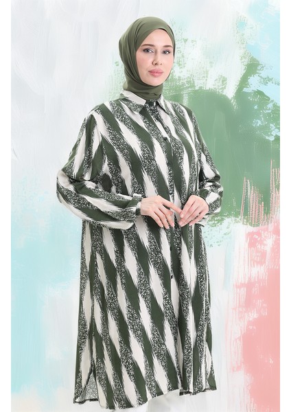 Viskon Düğmeli Tunik 992032B-02 Haki fırsatları