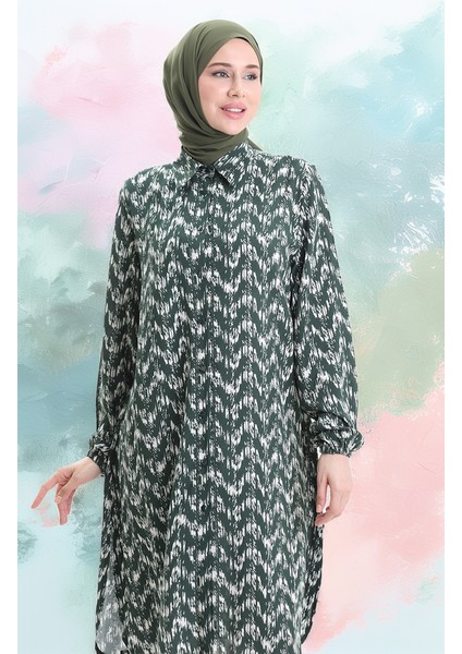 Viskon Düğmeli Tunik 992032C-03 Haki fırsatları