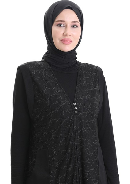 Jakarli Düğmeli Yelek 994727I-01 Siyah