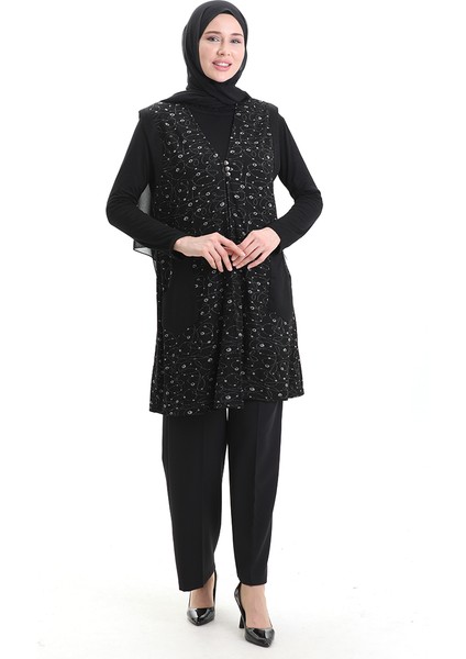 Jakarli Düğmeli Yelek 994727H-01 Siyah