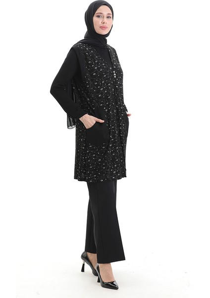 Jakarli Düğmeli Yelek 994727H-01 Siyah