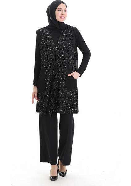 Jakarli Düğmeli Yelek 994727H-01 Siyah