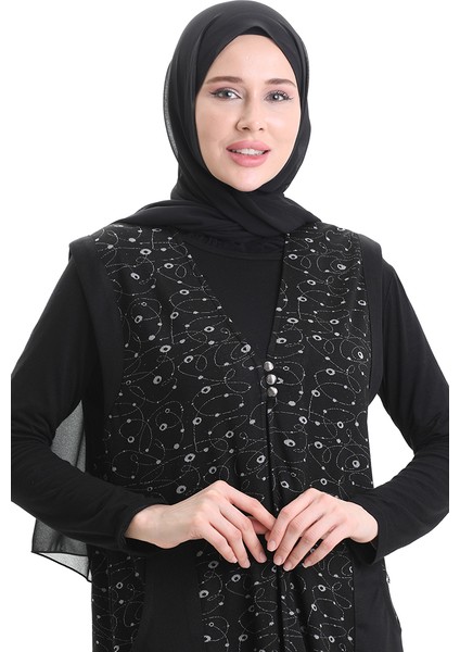 Jakarli Düğmeli Yelek 994727H-01 Siyah
