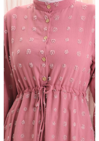 Aerobin Kumaş Yarım Düğmeli Elbise 0064-03 Gül Kurusu indirimleri