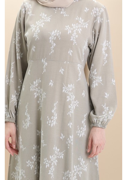 Kolu Lastikli Desenli Elbise 2047-04 Çağla Yeşili indirimleri