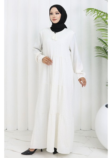 Viskon Keten Elbise 4079-01 Ekru fiyatları