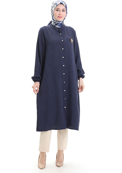 Keten Uzun Boylu Tunik 992005-04 Lacivert