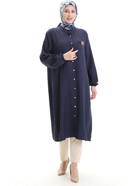 Keten Uzun Boylu Tunik 992005-04 Lacivert fiyatları