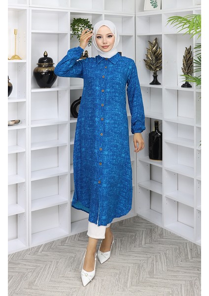 Viskon Kumaş Boydan Düğmeli Uzun Tunik 0070-02 Parlament fiyatları