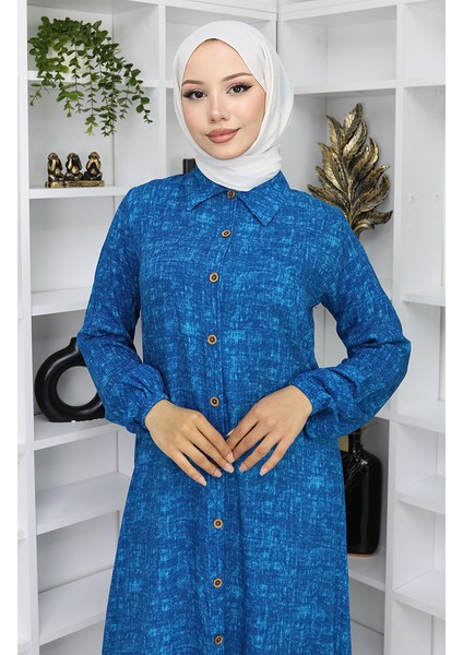 Viskon Kumaş Boydan Düğmeli Uzun Tunik 0070-02 Parlament modelleri